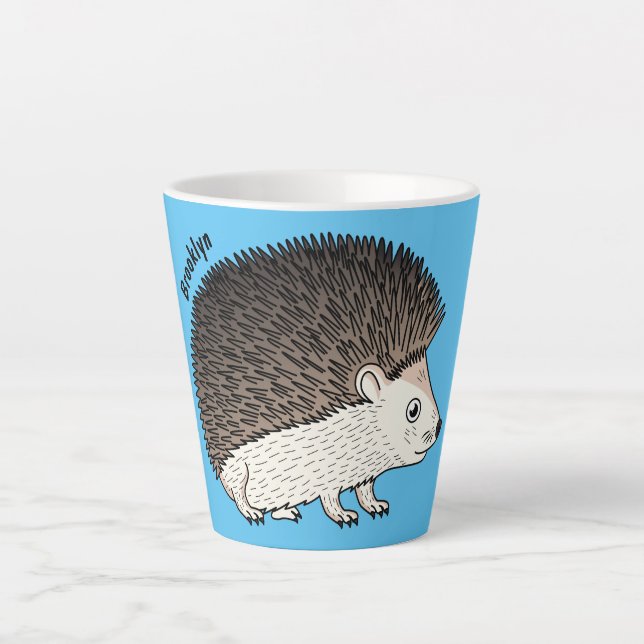 Tasse Latte Cute prickly hedgehog cartoon (Devant)