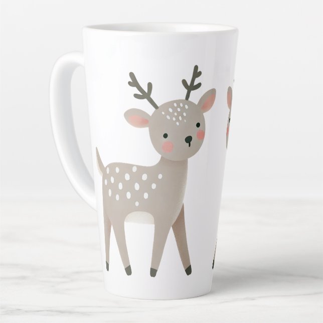 Tasse Latte Cute Reindeer Drawing Christmas (Angle gauche)