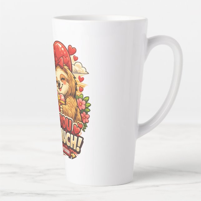 Tasse Latte Cute Sloth Valentine’s Day Love Design, I Love You (Droite)