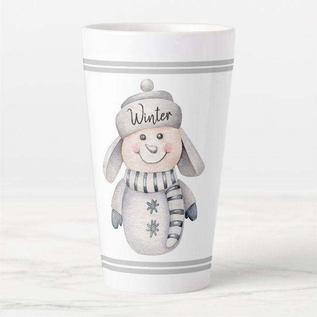 Tasse Latte Cute Snowman (Devant)
