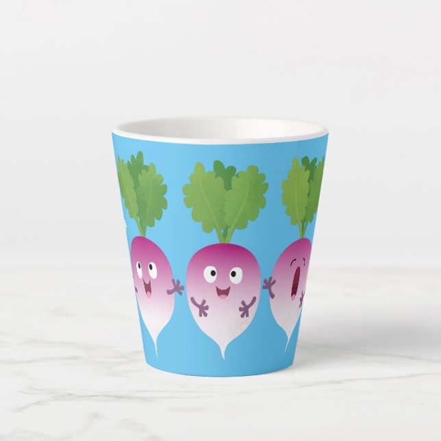 Tasse Latte Cute turnip légumes trio chanter dessin animé (Devant)