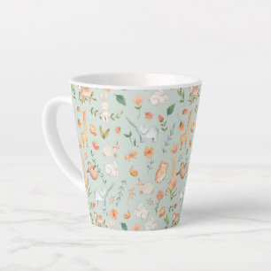 Tasse Latte Cute Turquoise bébé animal Pastel Motif