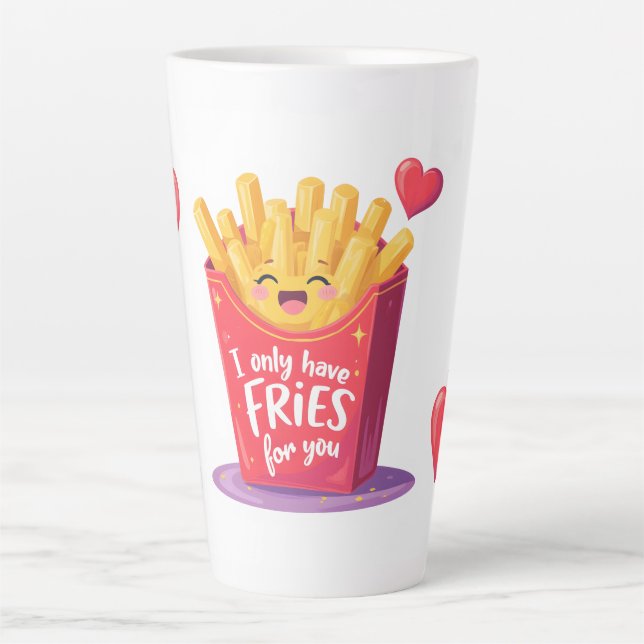 Tasse Latte Cute Valentine French Fries Pun (Devant)