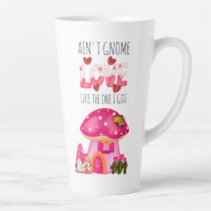 Tasse Latte Cute Valentine Gnome Love Rose Aquarelle