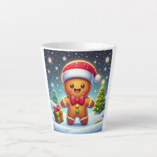Tasse Latte Cute Whimsical Noël/homme en pain d'épices d'hiver