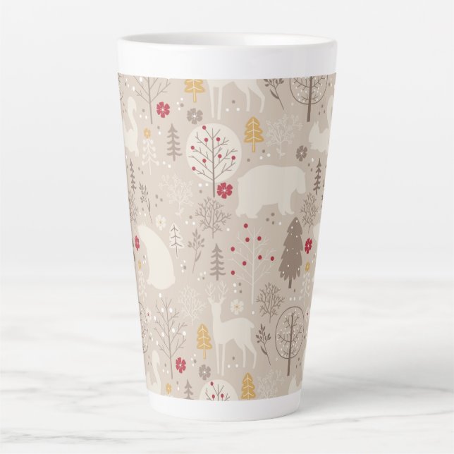 Tasse Latte Cute Woodland Animaux Motifs nordiques (Devant)