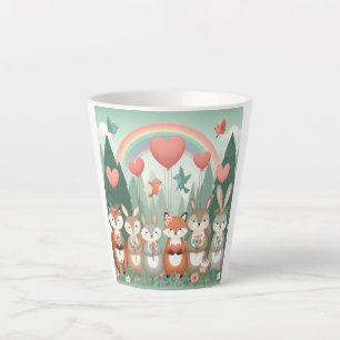 Tasse Latte Cute Woodland Creature arc-en-ciel valentine's