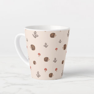 Tasse Latte Cute Woodland Hérisson et Motif de champignons