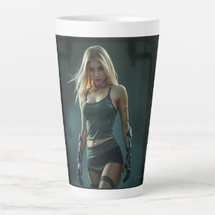 Tasse Latte Cyber-guerrière du futur