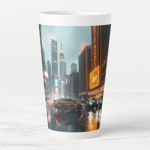 Tasse Latte Cyberpunk Skyscrapper City Cars
