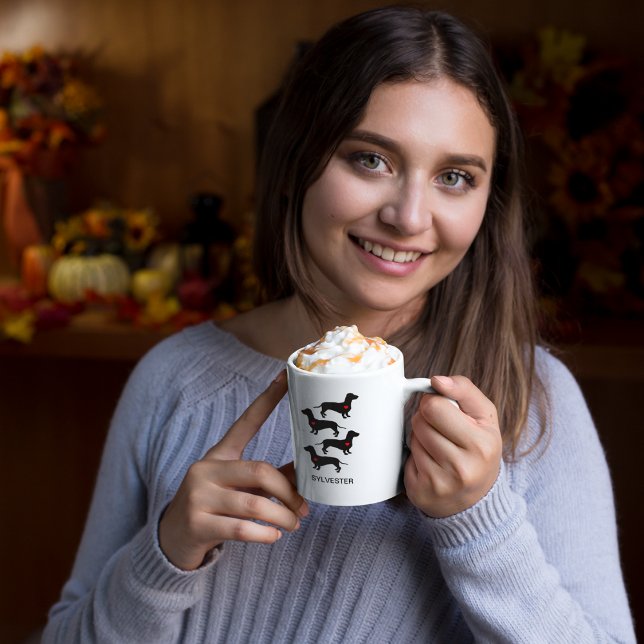 Tasse Latte Dachshund Saucage Coeur Chien Personnalisé (Créateur téléchargé)