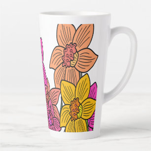 Tasse Latte Daffodils colorés Fleurs Design