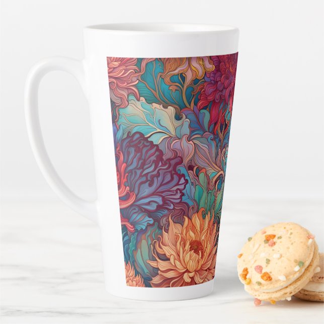 Tasse Latte Dahlia Tapisserie florale (En situation)