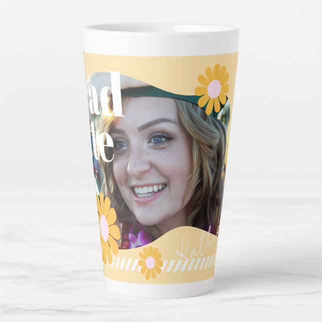 Tasse Latte Daisy Graduate Photo Beige (Devant)