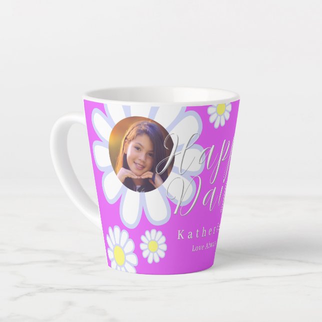 Tasse Latte Daisy Simple Photo Violet (Angle gauche)