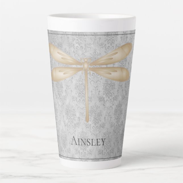 Tasse Latte Damas de libellule d'or (Devant)
