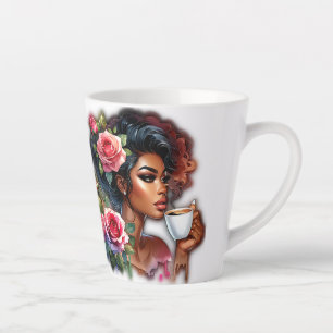 Tasse Latte Dame aux roses roses roses Boire