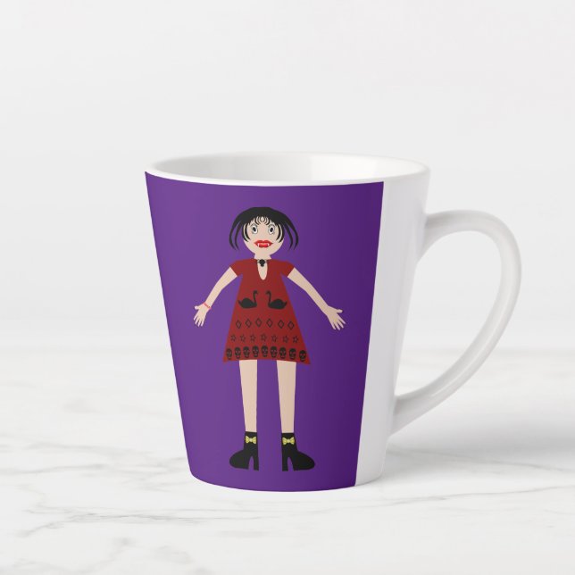 Tasse Latte Dame vampire d'Halloween gothique (Droite)