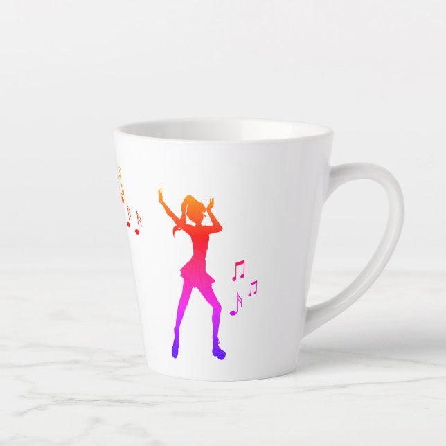 Tasse Latte Dancing Anime Girl with Music Notes - Cool K-Pop (Droite)