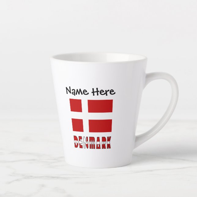 Tasse Latte Danemark et Drapeau Danois Personnalisés  (Droite)