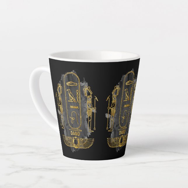 Tasse Latte Dano votre nom dans le vieux symbole hiéroglyphiqu (Angle gauche)