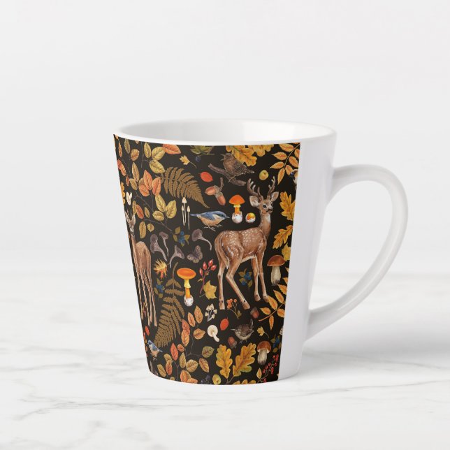 Tasse Latte Dans les bois / Cerf d'automne sur noir (Droite)