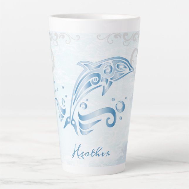 Tasse Latte Dauphin Bleu Bouge Latte Personnalisée (Devant)