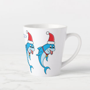 Tasse Latte Dauphin mignon avec dessin animé du chapeau du Pèr