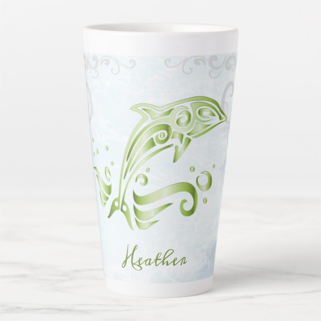Tasse Latte Dauphin vert Bouge Latte personnalisée (Devant)