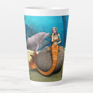Tasse Latte Dauphine sirène rêveuse Art de fantaisie sous-mari