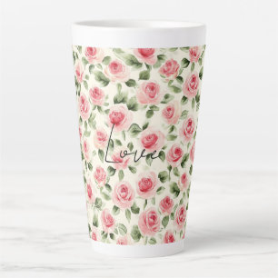 Tasse Latte De jolies roses roses florales