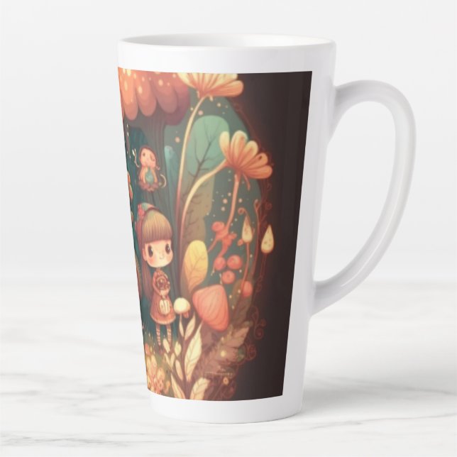 Tasse Latte De mignons petits elfes sous les champignons (Droite)