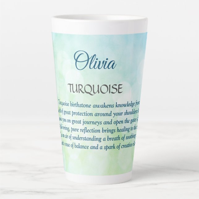 Tasse Latte Décembre Design Turquoise Birthstone (Devant)