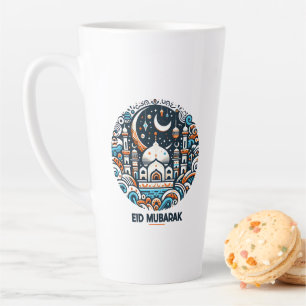 Tasse Latte Décoration croissant coloré de la mosquée pour Eid