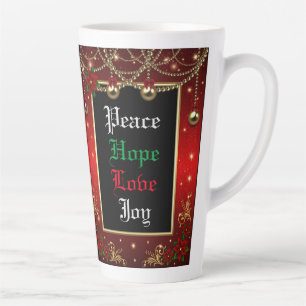 Tasse Latte Décorations de saison de vacances Cadre rouge