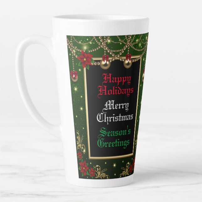 Tasse Latte Décorations de saison de vacances Cadre vert (Gauche)