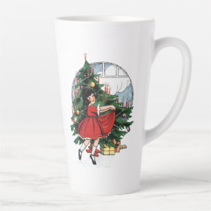 Tasse Latte Décorations de sapin de Noël Vintage fille de Noël