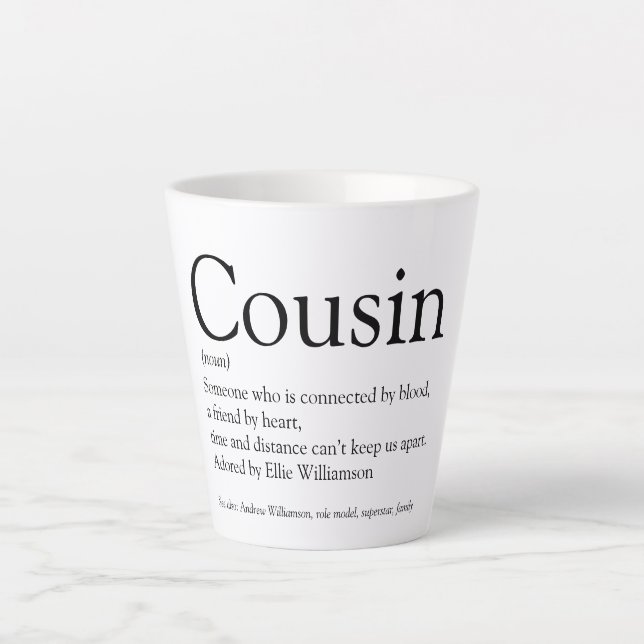 Tasse Latte Définition de cousin noir et blanc  (Devant)