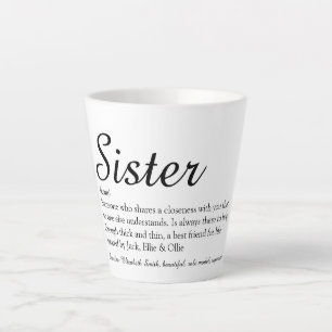 Tasse Latte Définition de meilleure soeur du monde Élégant Scr
