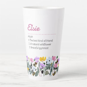 Tasse Latte Définition de nom avec une simple bordure de fleur