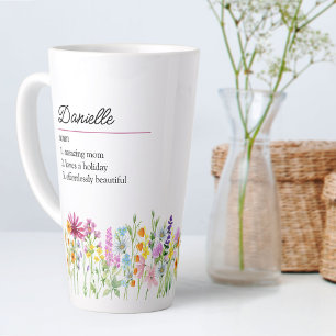 Tasse Latte Définition du nom de fleur sauvage Jolie Fleur Sau