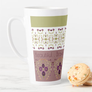Tasse Latte Délicat Motif en rose et vert