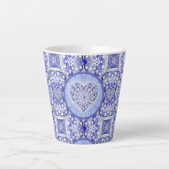 Tasse Latte Dentelle en céramique Bleu de Grèce (Devant)