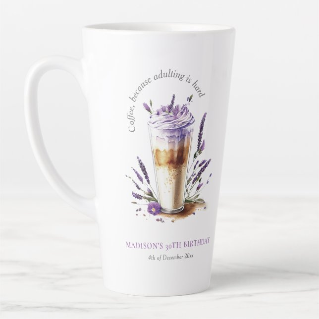 Tasse Latte Dernier anniversaire du café Personnalisé (Gauche)