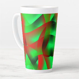 Tasse Latte Des ondulations vert citron et rouge clair, avec d