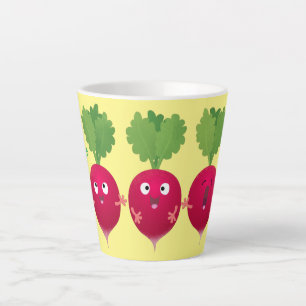 Tasse Latte Des radis mignons chantant des légumes de dessin a