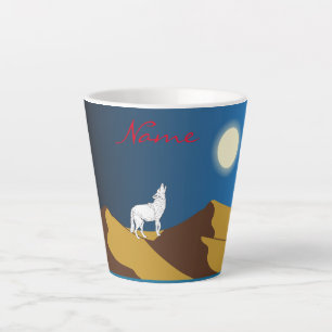 Tasse Latte Desert Coyote Howling Pleine lune Thunder_Cove