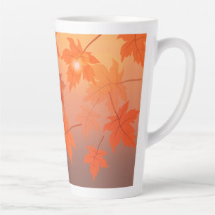Tasse Latte Design d'automne avec feuilles d'érable et effet b