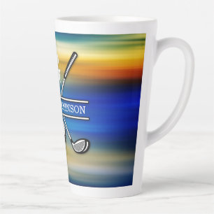 Tasse Latte Design élégant de Monogramme de Golf Customisé
