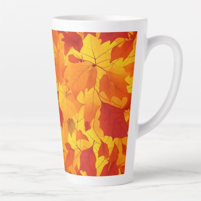 Tasse Latte Design feuille brillant à l'automne (Droite)